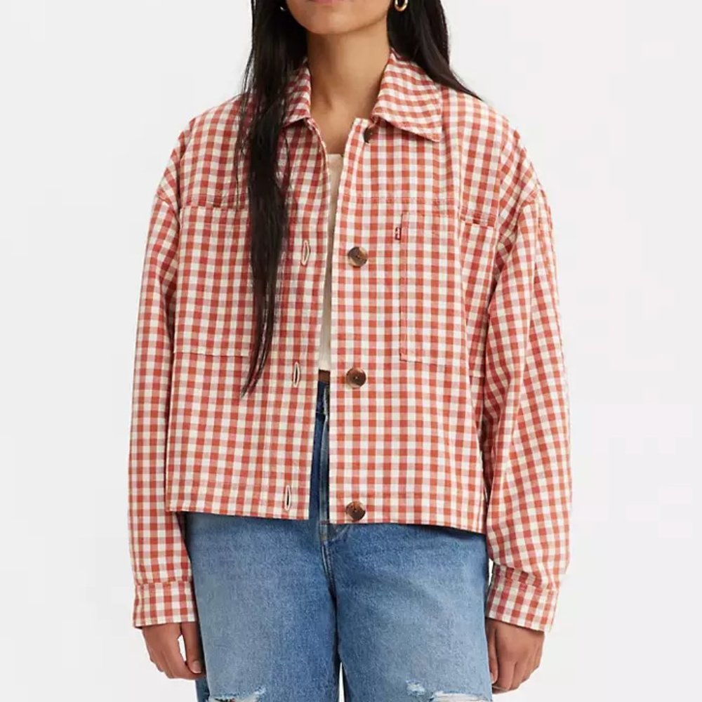 Levi's Cara Cotton Prep Jacket in Red/White Henrietta Check Size M